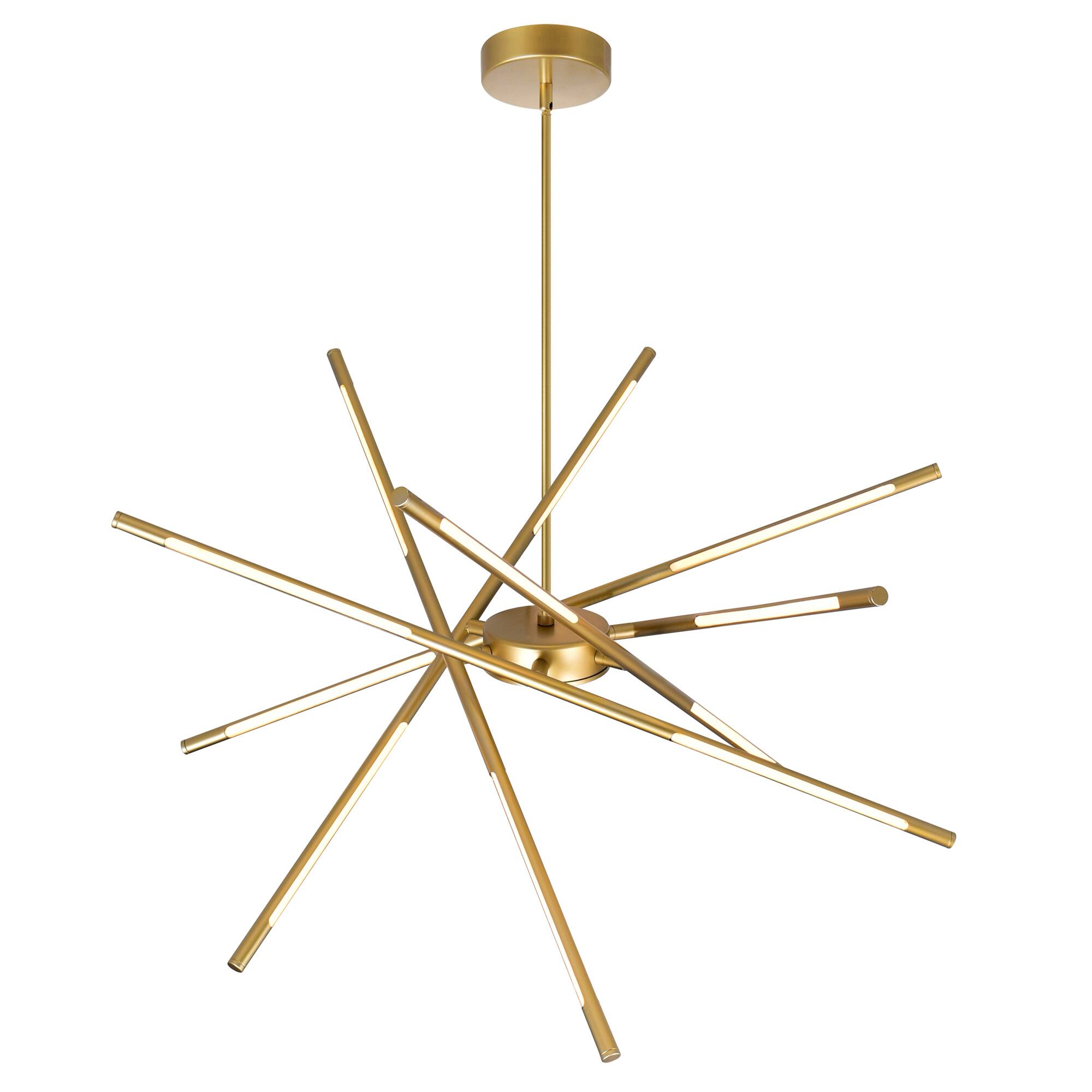 Left. CWI Lighting - Oskil LED Integrated Chandelier With Satin Gold Finish - Satin Gold.