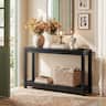 Aheaplus - 47" Farmhouse Wood Entryway Table: Narrow Console with Open Storage Shelves for Behind Couch, Easy Assembly - Black