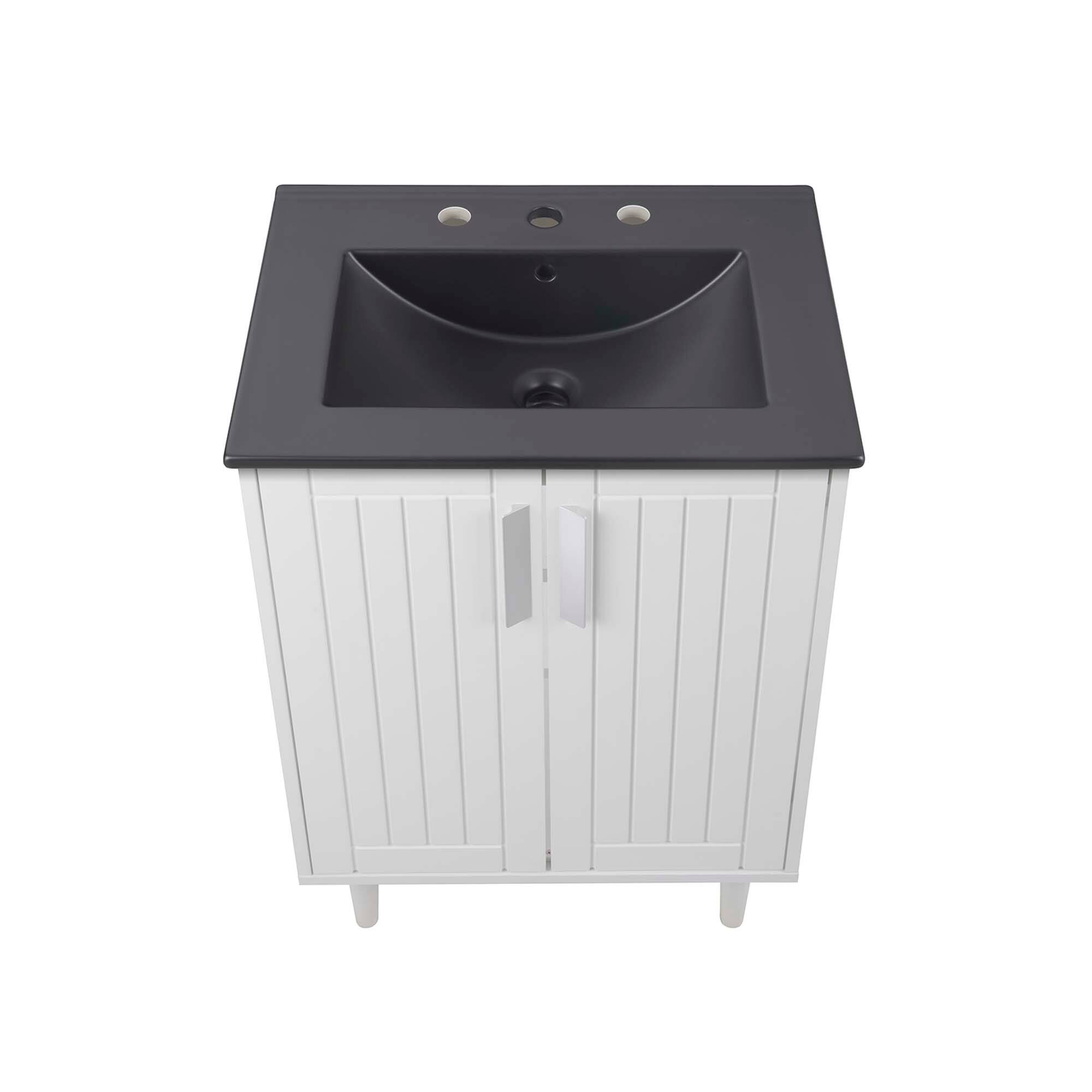 Alt View 4. Modway - Augusta 24" Bathroom Vanity by Modway - White Black.