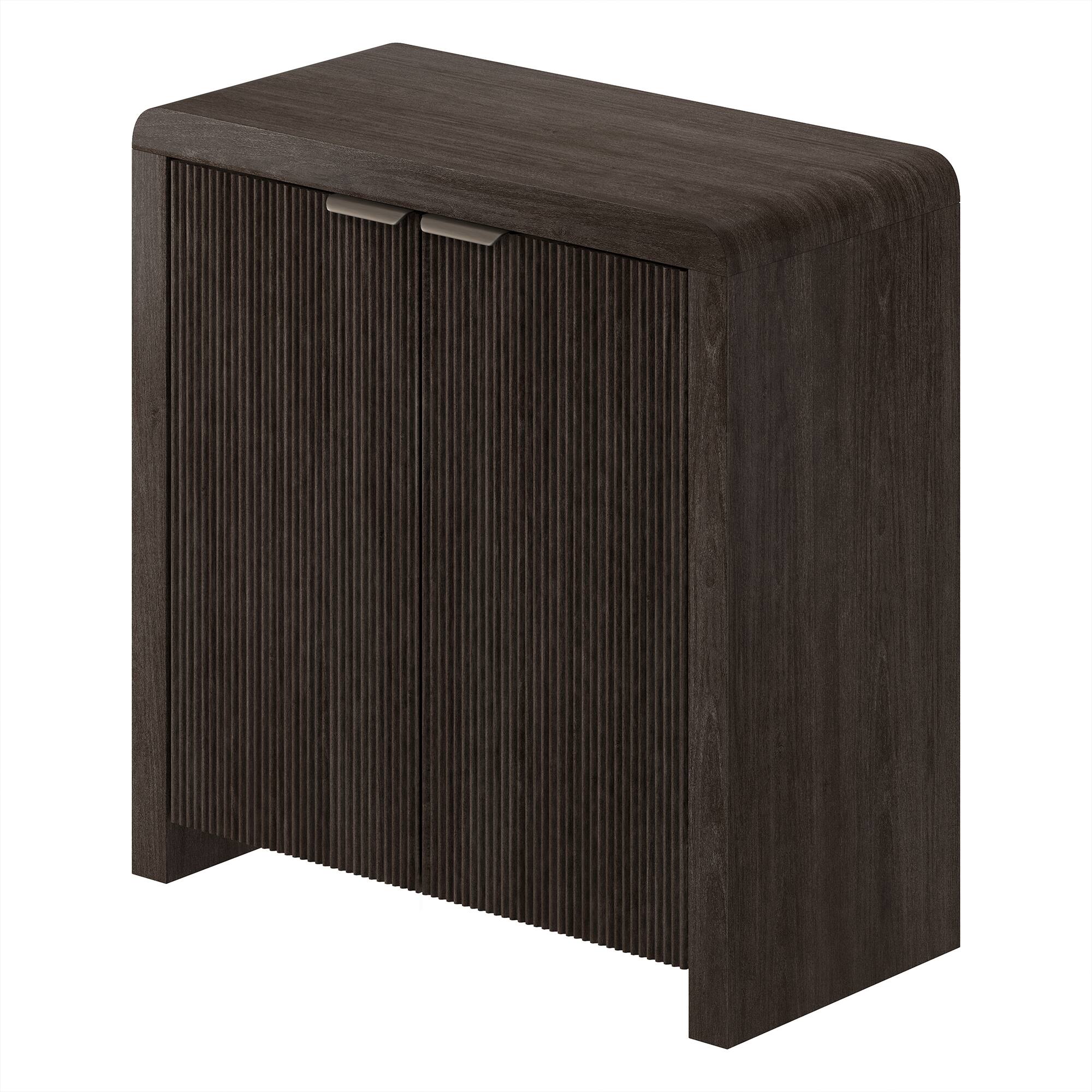 Back. Hudson&Canal - Preston 32" Wide Rectangular Fluted Accent Cabinet - Brown.