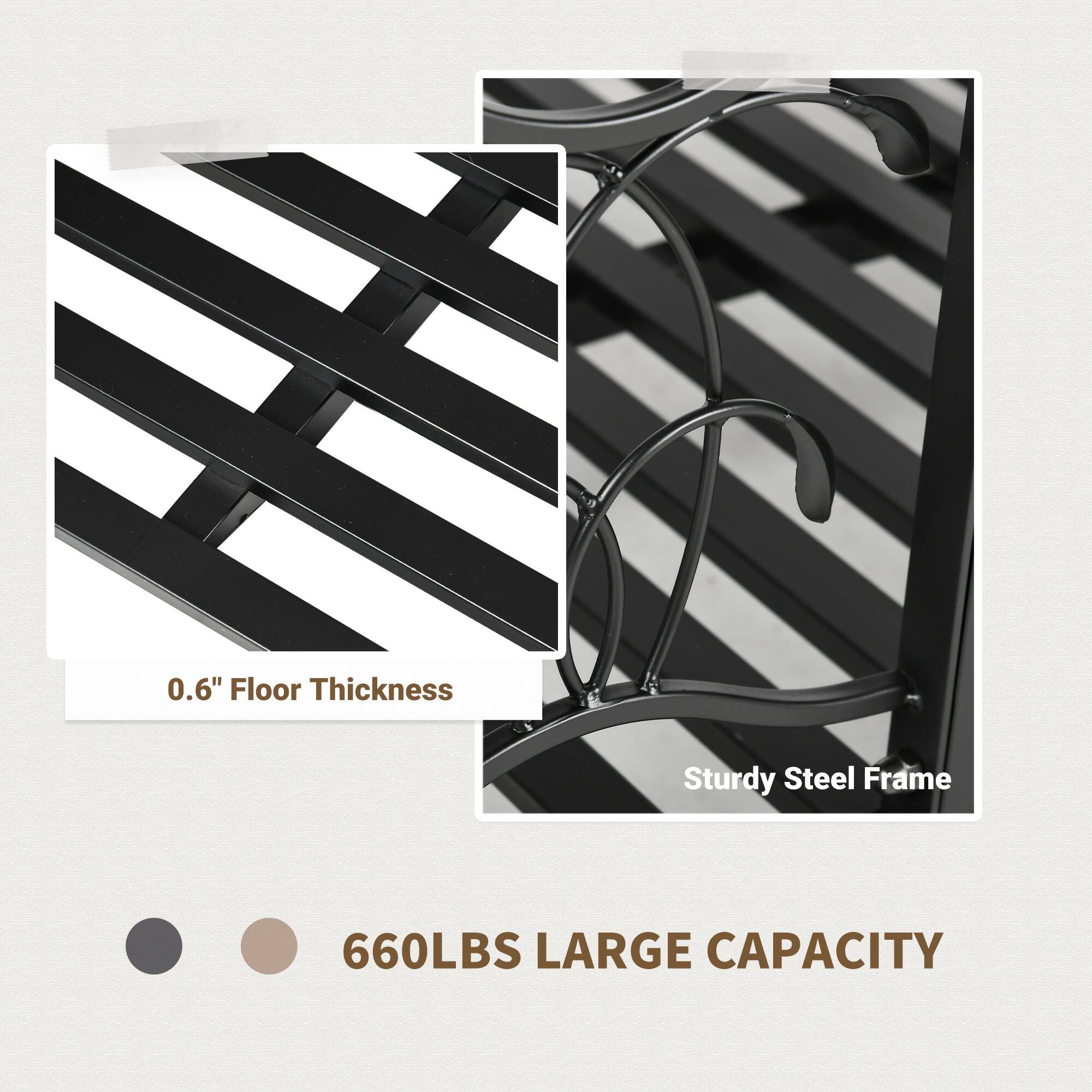 0.6" Floor Thickness  
Sturdy Steel Frame  
660LBS LARGE CAPACITY