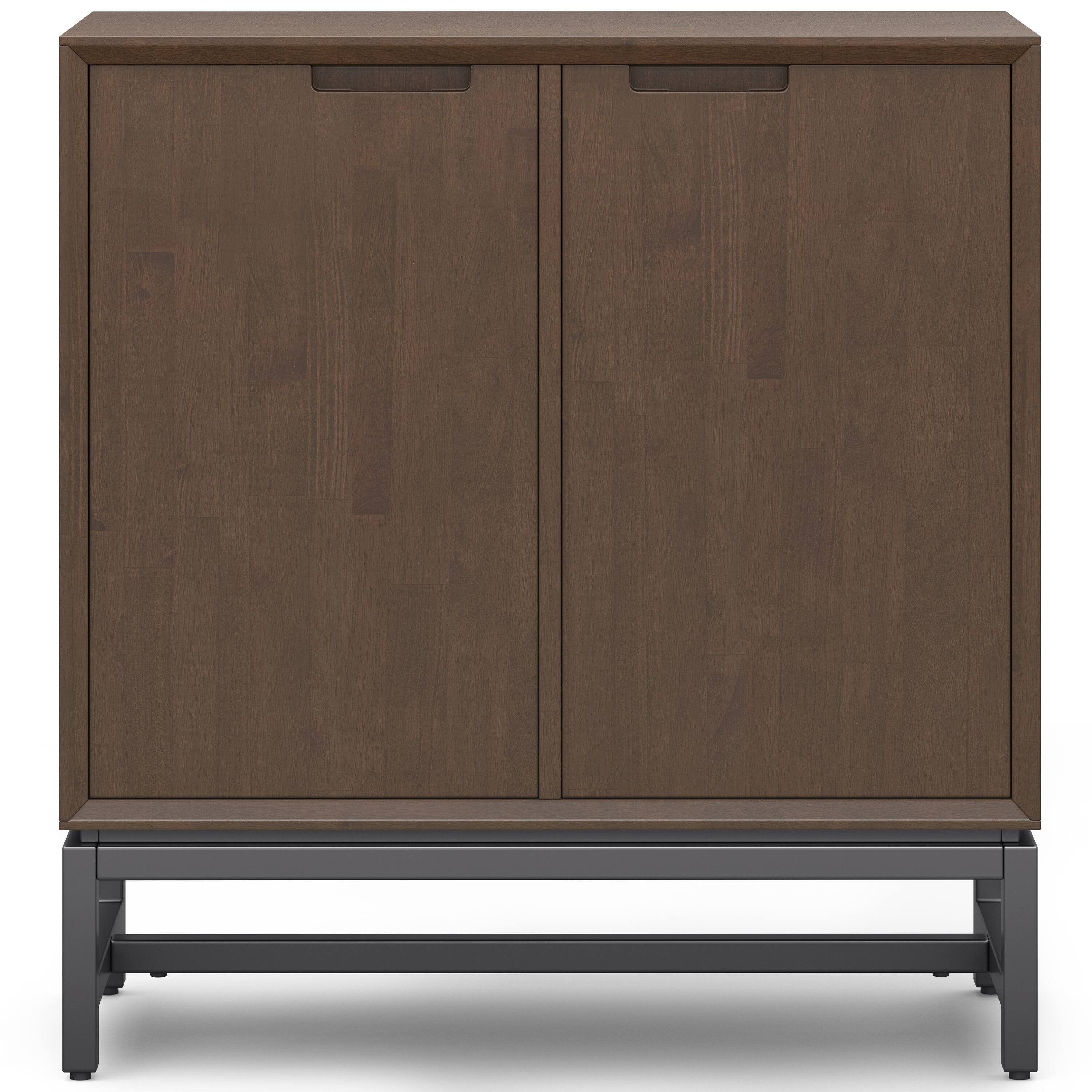 Left. Simpli Home - Banting Solid Wood 39 inch Storage Cabinet in Walnut Brown (Set of 2) - Walnut Brown.