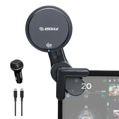 Esoulk Qi2 Magnetic Wireless Car Charger for Tesla 25w, Fast Charging Phone Mount with Cooling Fan for All Tesla Models Esoulk Qi2 Magnetic Wireless Car Charger for Tesla 25w, Fast Charging Phone Mount with Cooling Fan for All Tesla Models