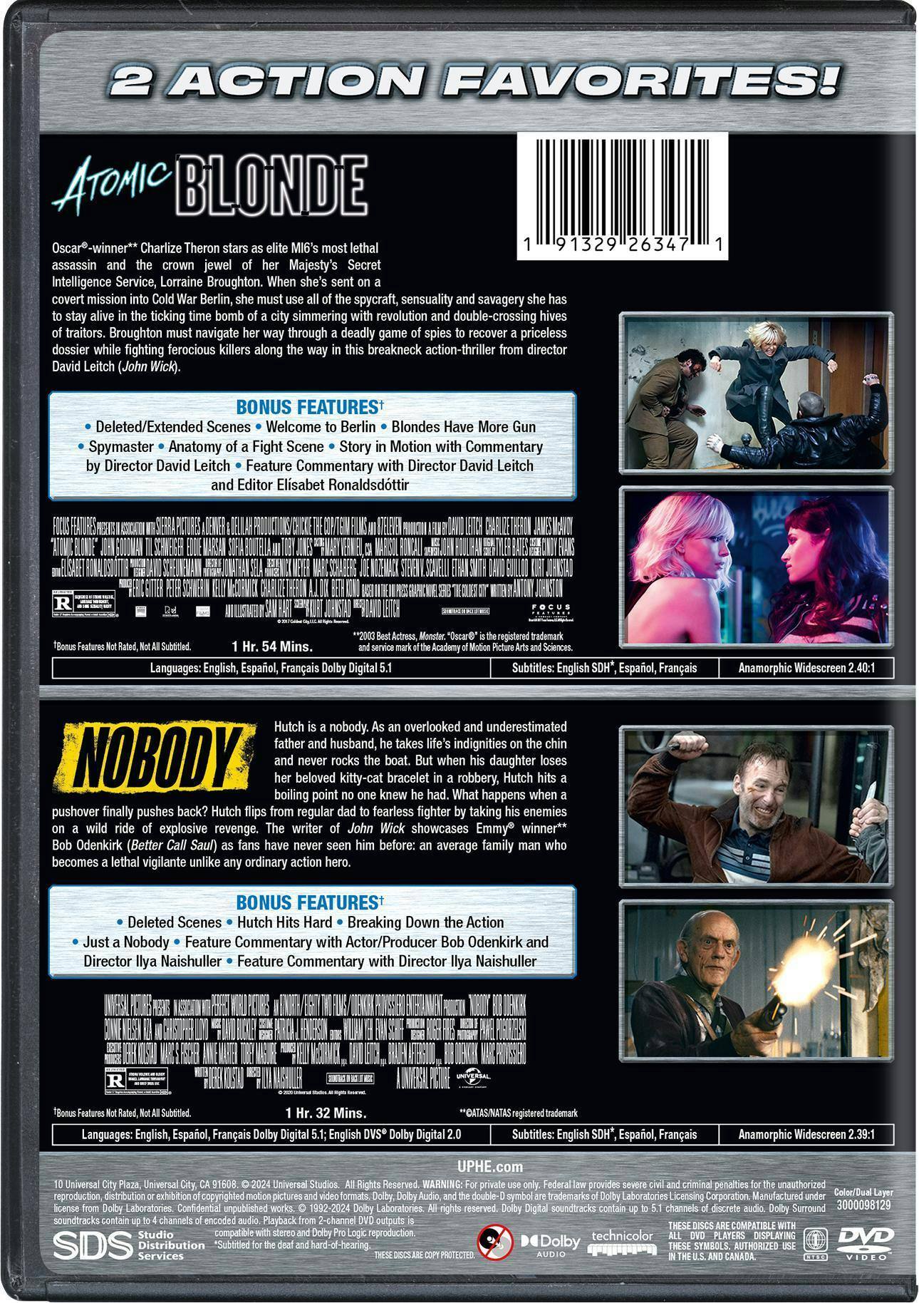 Back. Atomic Blonde / Nobody 2-Movie Collection [DVD].
