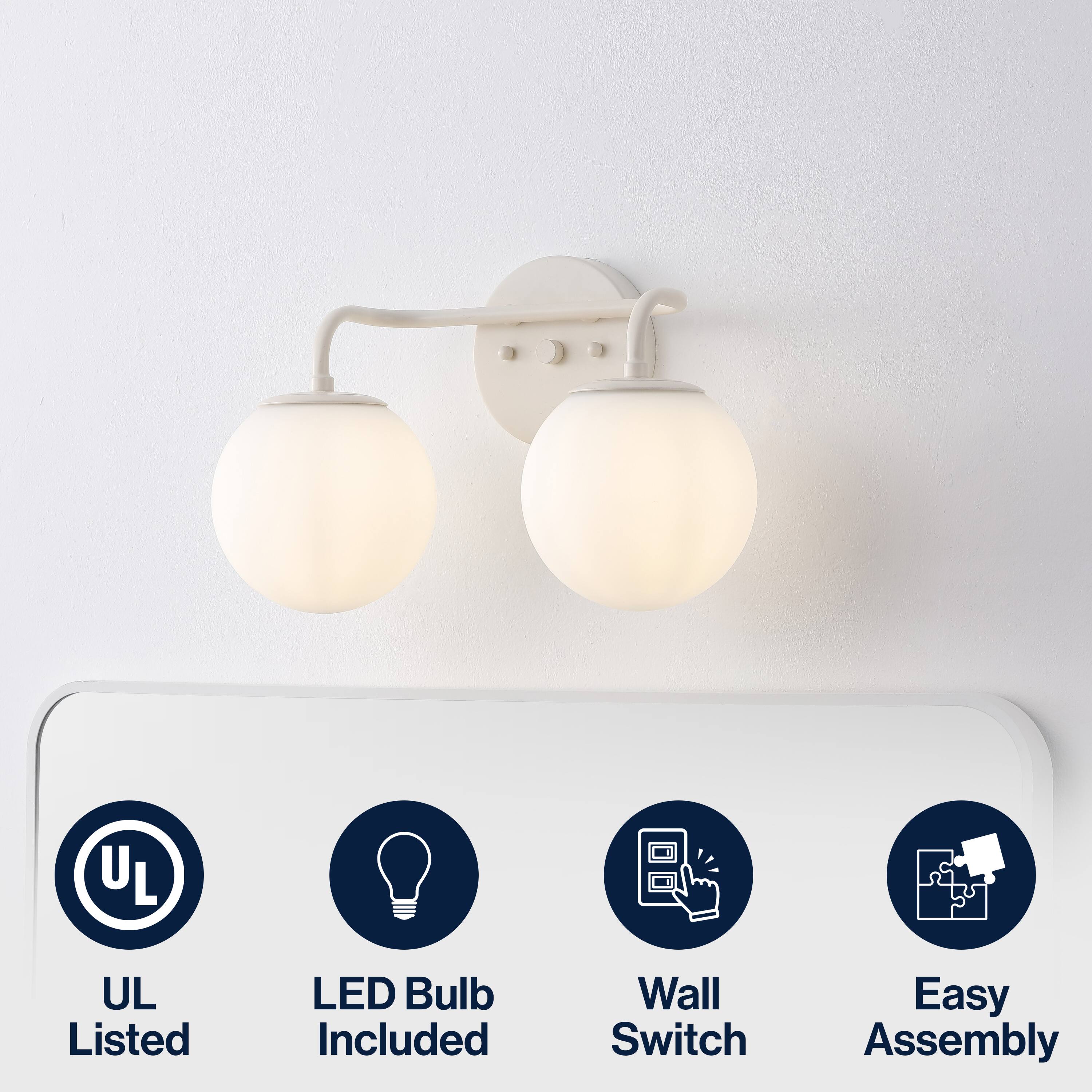 - UL Listed
- LED Bulb Included
- Wall Switch
- Easy Assembly