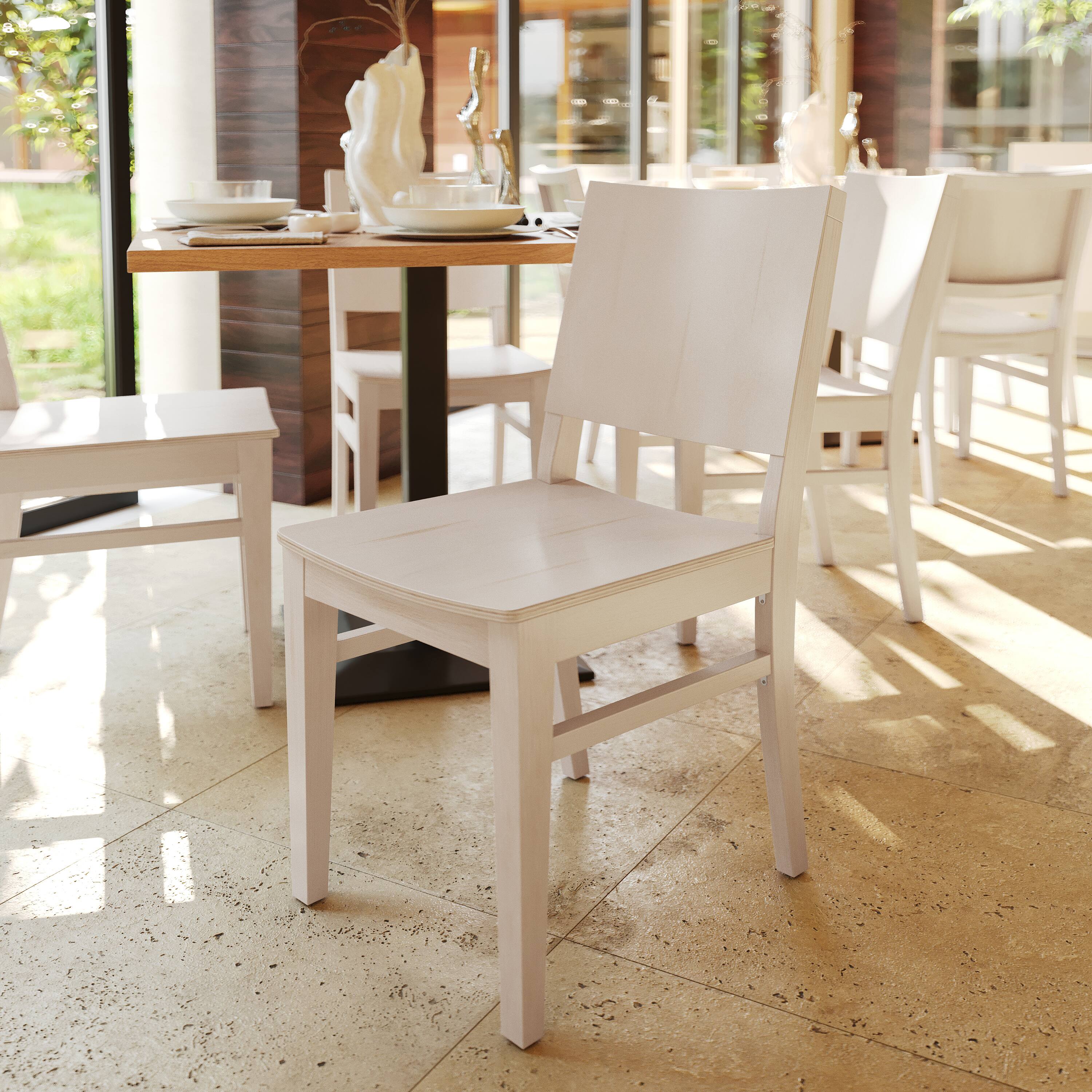 Alt View 2. Flash Furniture - 2 Pack Naples Commercial Grade Solid Wood Dining Chairs with Curved Backrests and Antique White Finish - White.