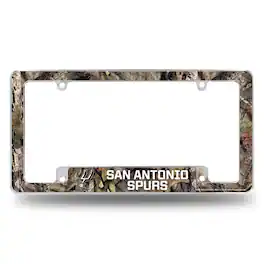 Rico Industries - San Antonio Basketball Spurs Chrome Metal License Plate Frame Camouflaged Camo Design - Multi