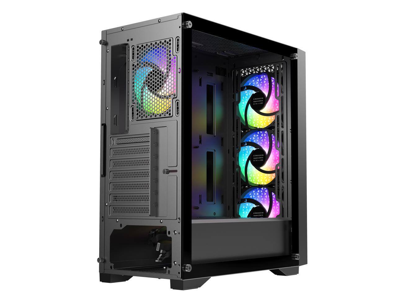 Alt View 5. DIYPC - DIYPC DIY-F08-BK Black USB3.0 Tempered Glass ATX Gaming Computer Case w/ 4 x ARGB 120mm Fans (Pre-Installed) - Black.