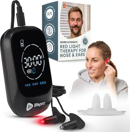 lifePro DUAL ANTEROTWALEOES LEDS 9 PORTABLE RECHARGEABLE WELLBEES WEL USTABLE BIOREJUVENATE MODES RED LIGHT THERAPY FOR NOSE & EARS