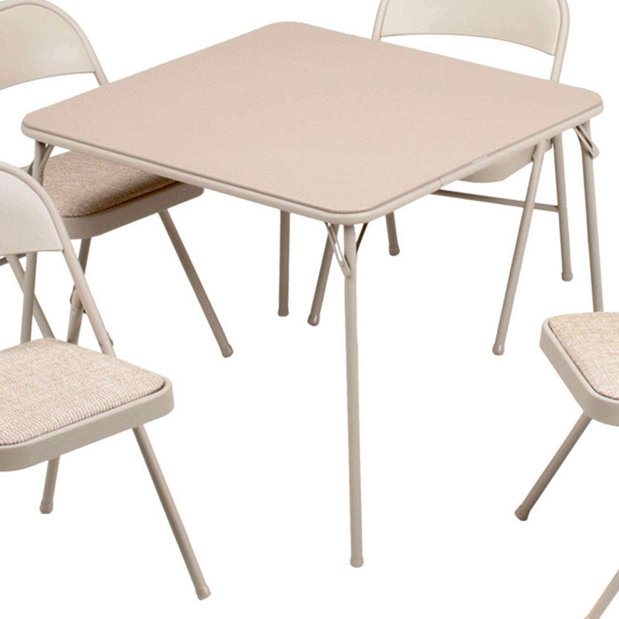 Alt View 5. MECO - MECO Sudden Comfort 5 Piece 34x34 Card Table and 4 Chairs Folding Furniture Set - Tan.