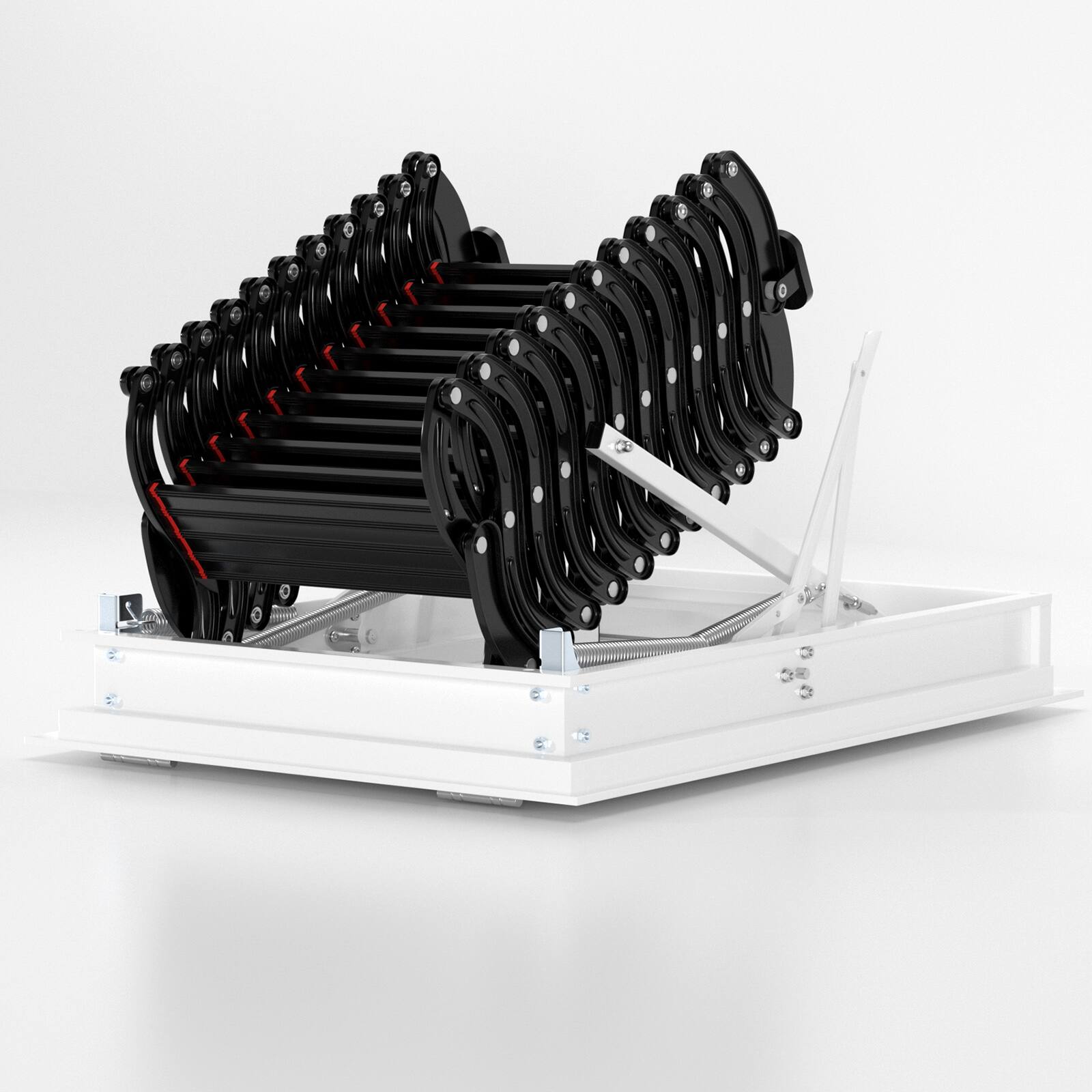 Alt View 4. Topteng - Upgraded 11-Steps Loft Ladder - Foldable Pulldown Design, Alloy Steel, 660lb Capacity, for Attic & Roof Access - Black.