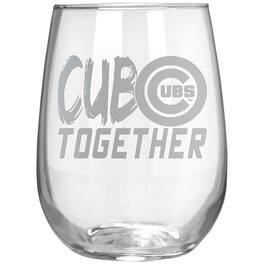 Great American Products - Chicago Cubs Etched 17oz. Rally Cry Stemless Wine Glass - Multicolor