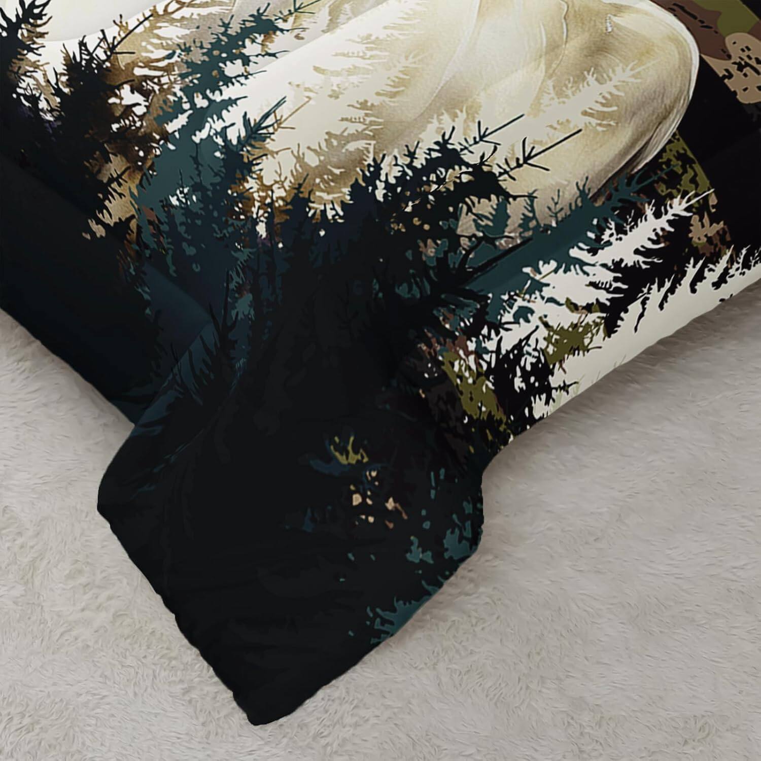 Alt View 5. Wikistore - WIKISTORE Deer Comforter Set Queen Size American Flag Camo Western Farmhouse Bedding 3 Piece - As Picture.