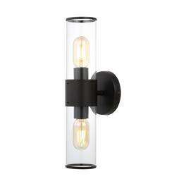 Jonathan Y - Quinn 15.5" 2-Light Farmhouse Industrial Iron/Acrylic LED Sconce - Oil Rubbed Bronze/Clear