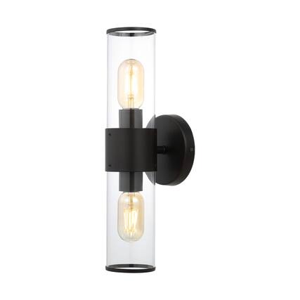 Front. Jonathan Y - Quinn 15.5" 2-Light Farmhouse Industrial Iron/Acrylic LED Sconce, Oil Rubbed Bronze/Clear - Oil Rubbed Bronze/Clear.