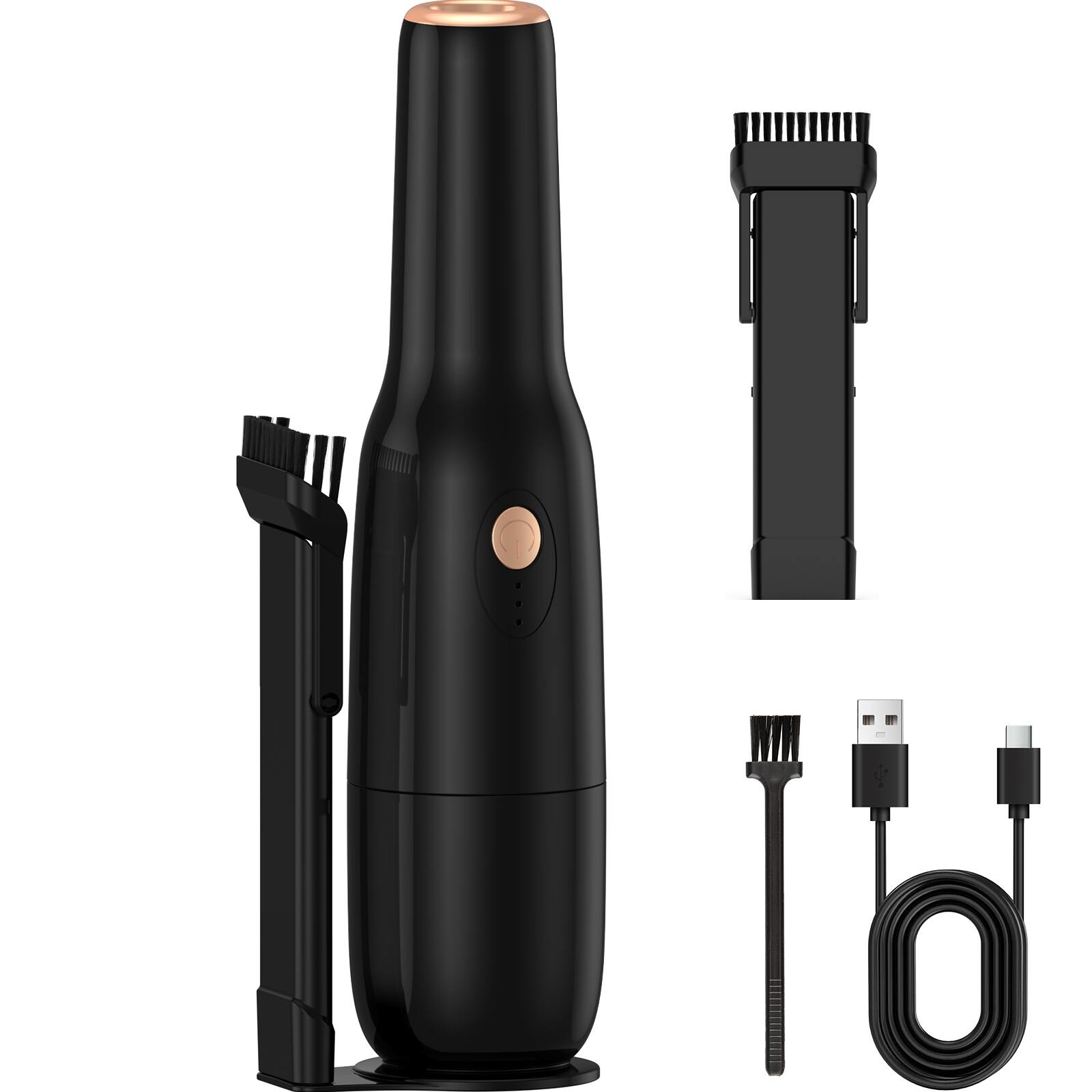 Front. INSE - H3 Handleld Vacuum Cordless,Car Vacuum Portable Rechargeble, Lightweight Hand Held Small Vacuum Cleaner Car Seats, Home - Black and Gold.