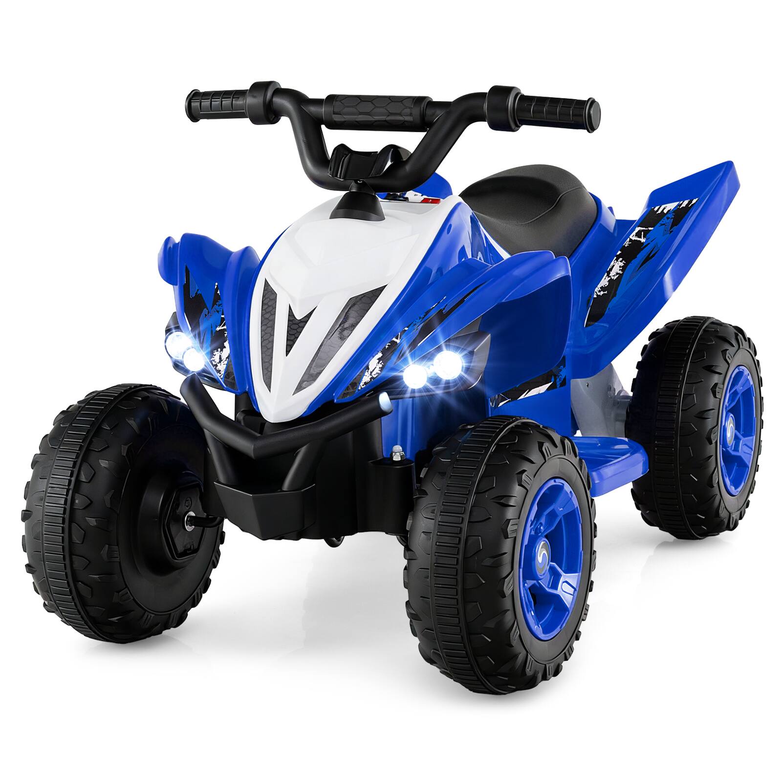 Costway 12V Quad 4 Wheeler Ride on Toy with Music, Light, USB Port ...