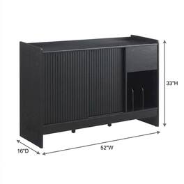 FurniFact - Solid Wood Record Player Cabinet with Vinyl Storage for Entertainment Centers - Black