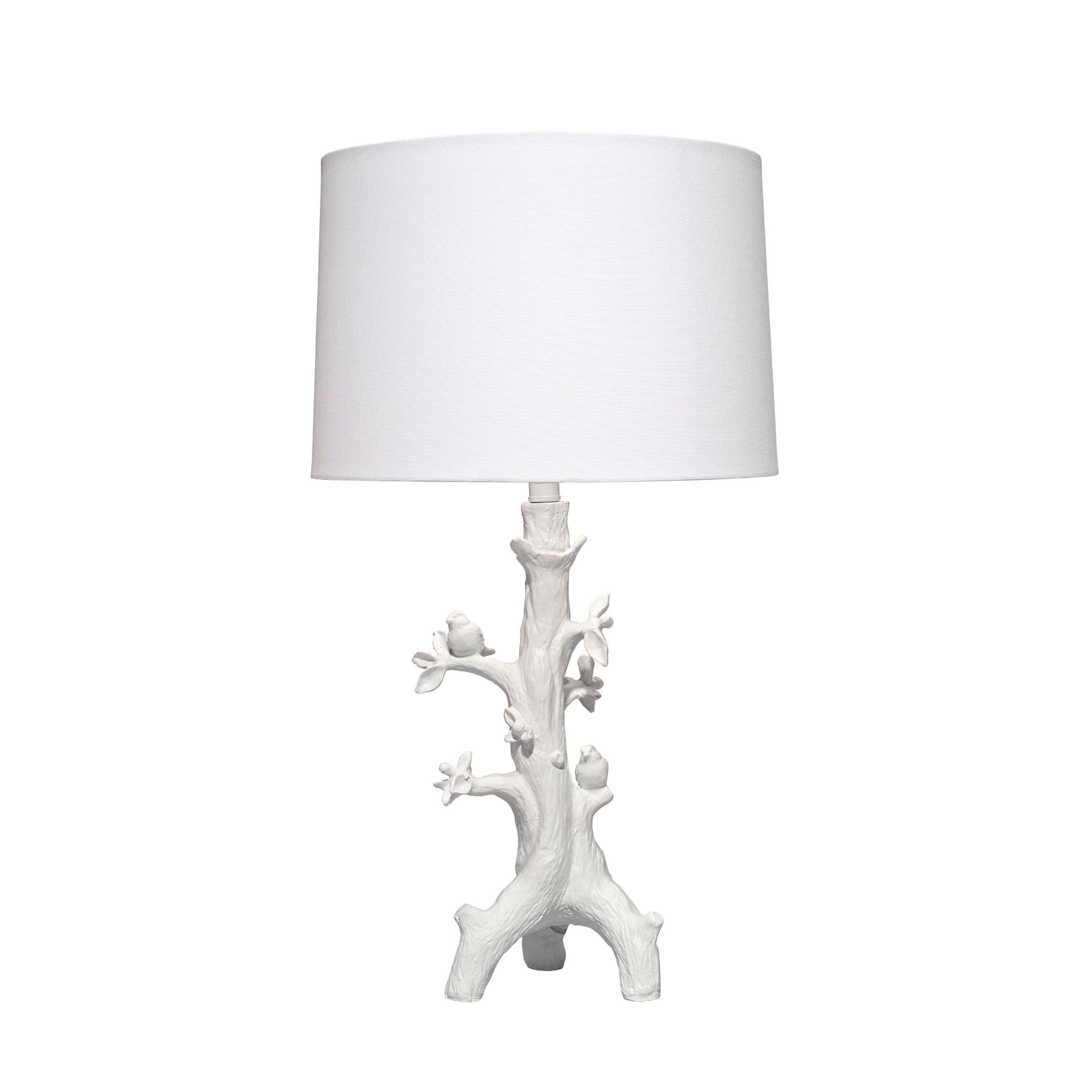 Angle. Manhattan Lane - Sils Accent Table Lamp, Linen Shade, Trunk Resin Base 28 Inch - White, Silver.