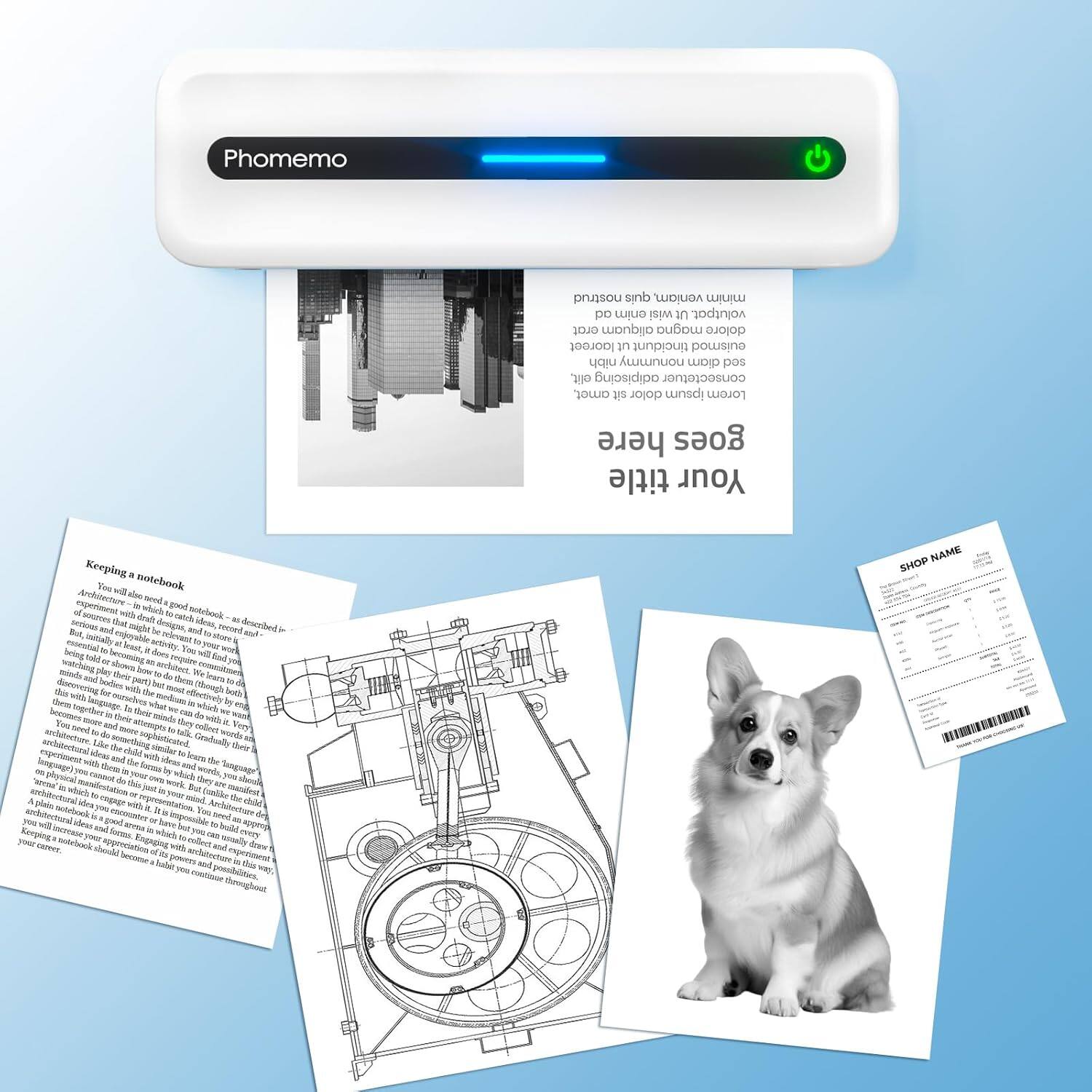 Phomemo Letter Size Thermal Paper Rolls for M832 4 Rolls Pack