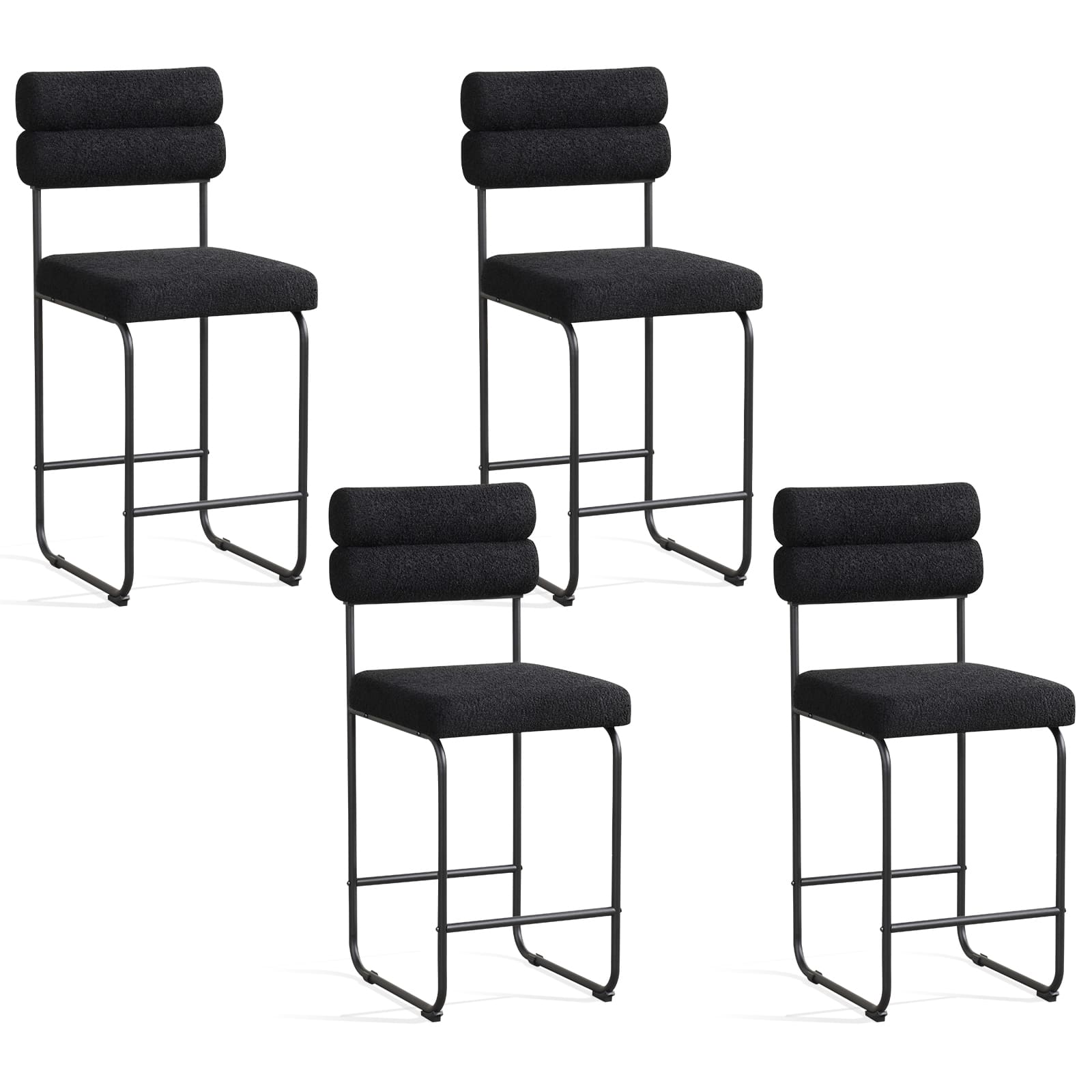 Gymax - Set of 4 Counter Height Bar Stools 26'' Counter Stools w/ Metal Frame & Footrest - Black price history on PriceWatchPro