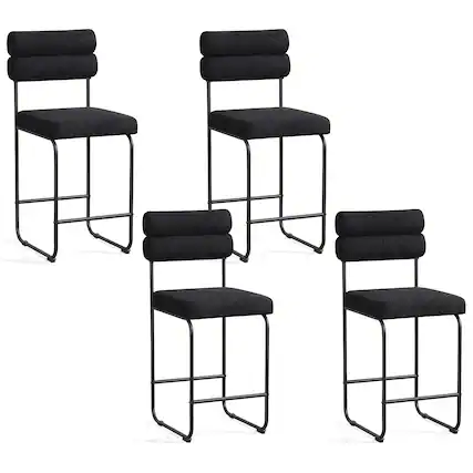 Front. Gymax - Gymax Set of 4 Counter Height Bar Stools 26'' Counter Stools w/ Metal Frame & Footrest Black - Black.