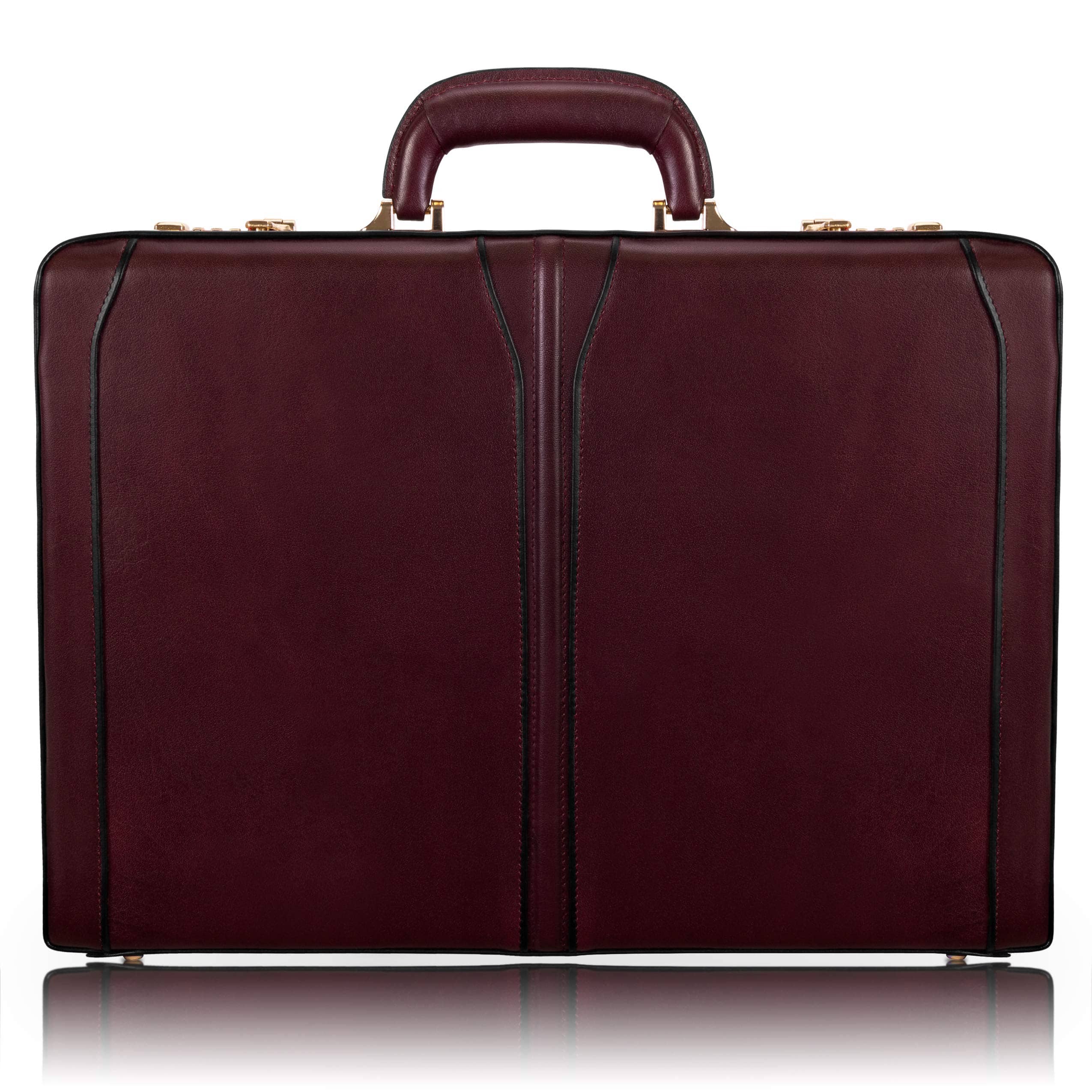 McKleinUSA - Leather Laptop Tablet Briefcase Attache Business Slim 3-Digit Combination Lock Top Handle Protective Feet - Burgundy