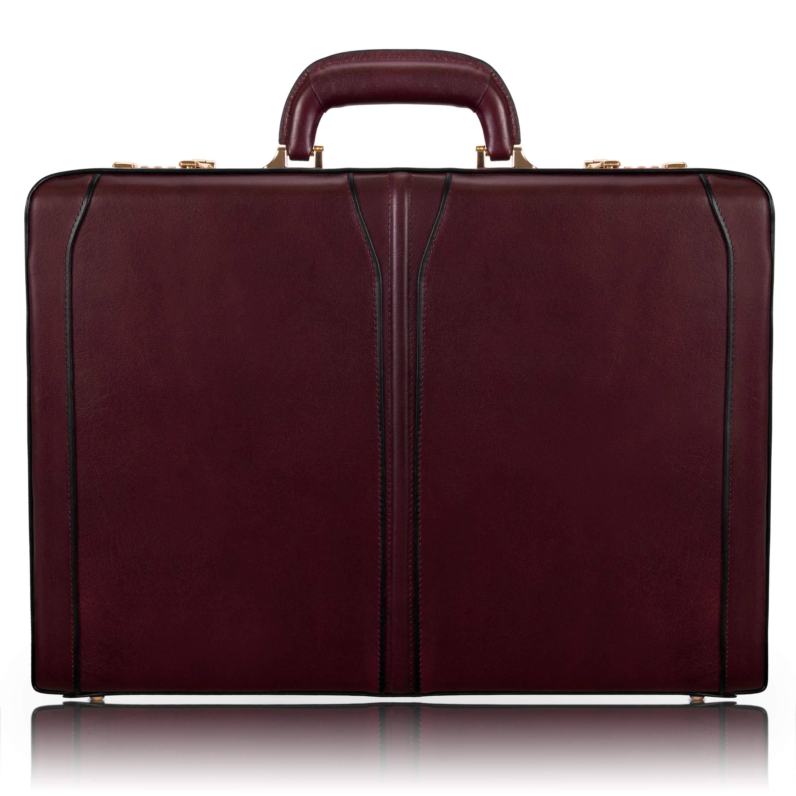 Front. McKleinUSA - Leather Laptop Tablet Briefcase Attache Business Slim 3-Digit Combination Lock Top Handle Protective Feet - Burgundy.