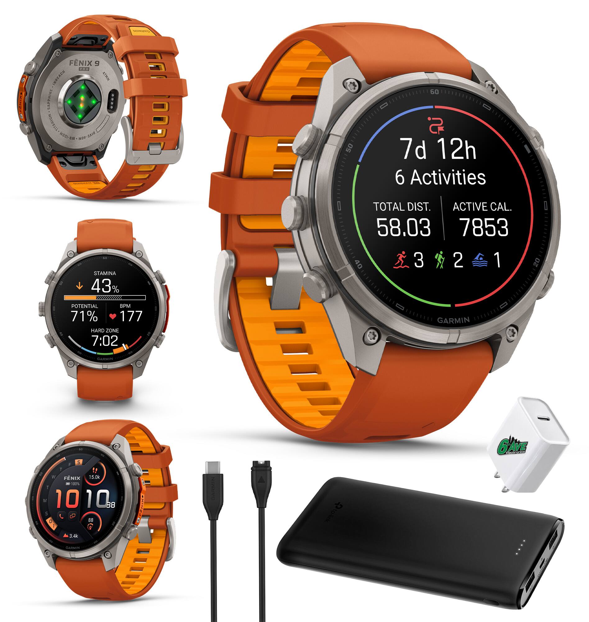FENIX 9 ANREACH 47MM GAPRING TITANIUM

DIRE NOT loriela - 50 60 2 7d 12h 6 Activities

STAMINA 43%
TOTAL DIST. ACTIVE CAL. 58.03 7853 40 3 2 1

POTENTIAL BPM 71% 177 HARD ZONE 7:02

GARMIN

GARMIN

5
6 company

R FNIX 15.0k H 100% 10 10% 88 : y 3.4k

tp-link

Carronal