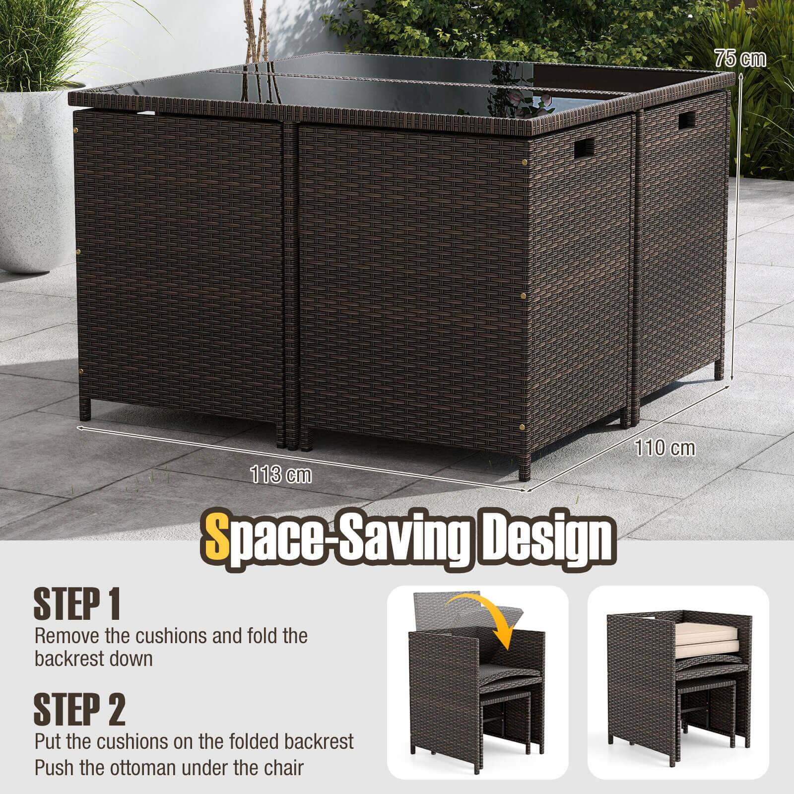 Space-Saving Design

STEP 1: Remove the cushions and fold the backrest down

STEP 2: Put the cushions on the folded backrest
Push the ottoman under the chair

75 cm
110 cm
113 cm