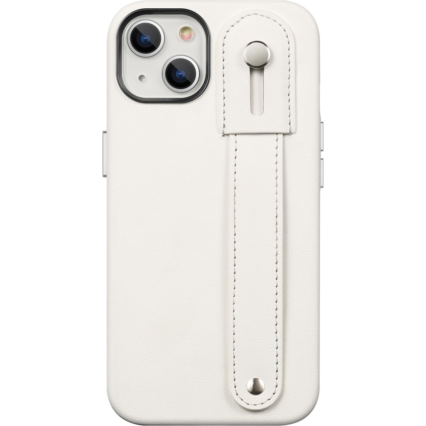 Front. SaharaCase - FingerGrip Series Genuine Leather Case with MagSafe for Apple iPhone 15 Plus - White.