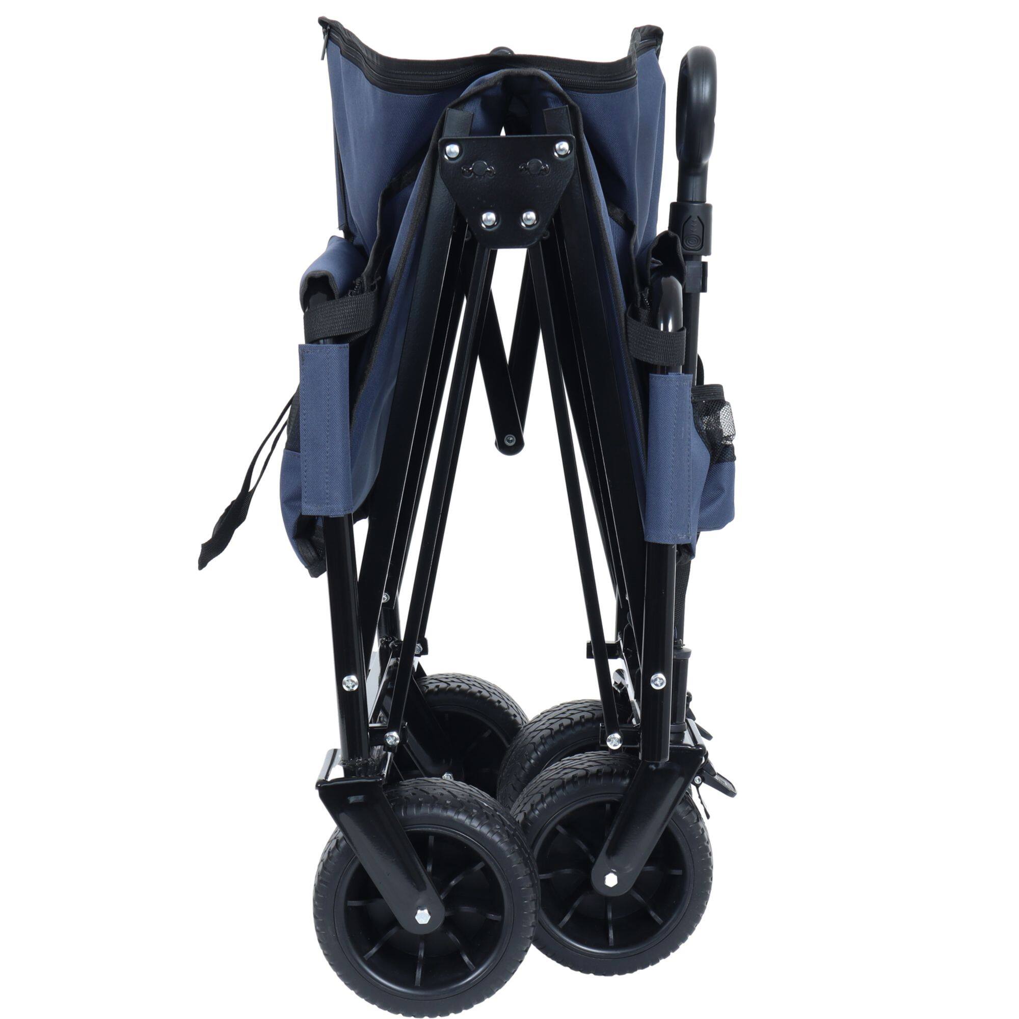 Alt View 9. Loheer - Loheer Folding Wagon Cart with Bench Seat, 500lbs Heavy-Duty Utility Wagon 180L, All-Terrain Beach Cart, Dark Blue.