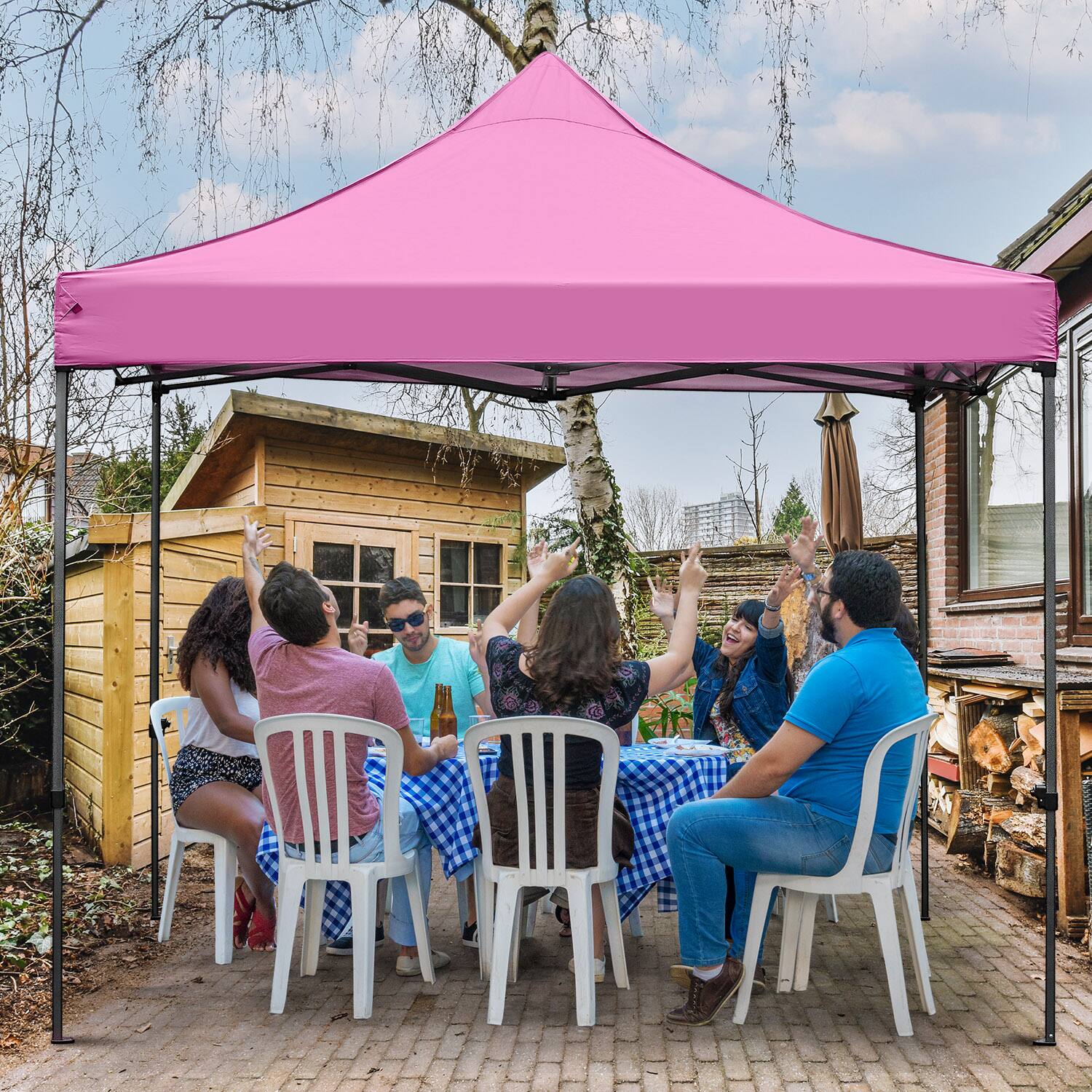 Angle. Ainfox - Ainfox 10' x 10'Heavy Duty Pop up Canopy Tent,Folding Instant Outdoor Gazebo,Sun Shade Tent for Patio/Outdoor Parties - Pink.