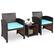 Angle. Costway - 3PCS Patio Rattan Wicker Furniture Cushion Sofa Coffee Table - Turquoise,Mix brown.
