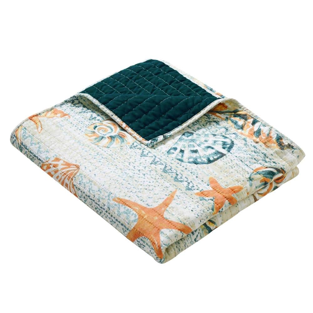 Greenland Home Fashions - Kona Luxurious Ultra Soft Cotton Throw Blanket 50" x 60" - Ocean