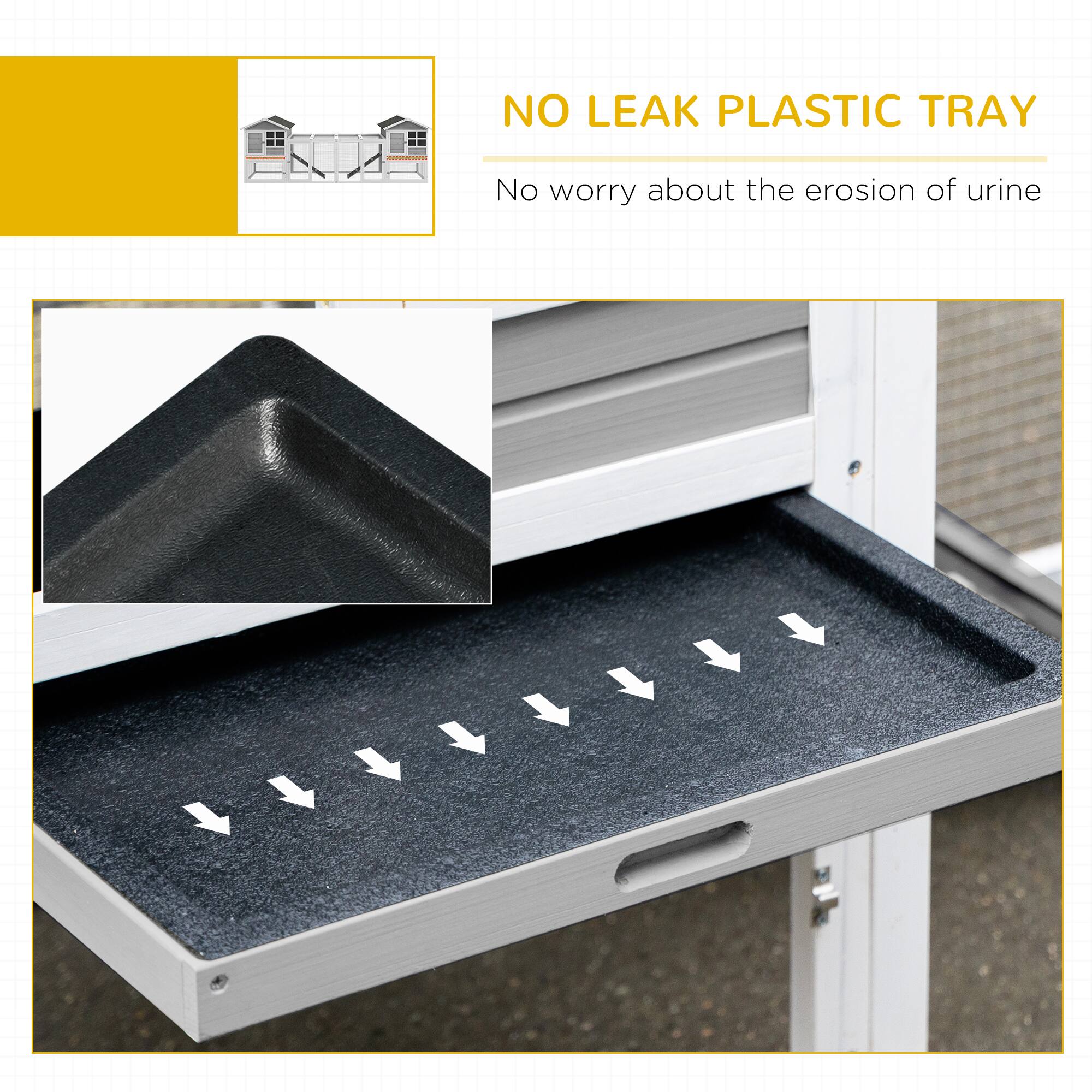 NO LEAK PLASTIC TRAY  
No worry about the erosion of urine