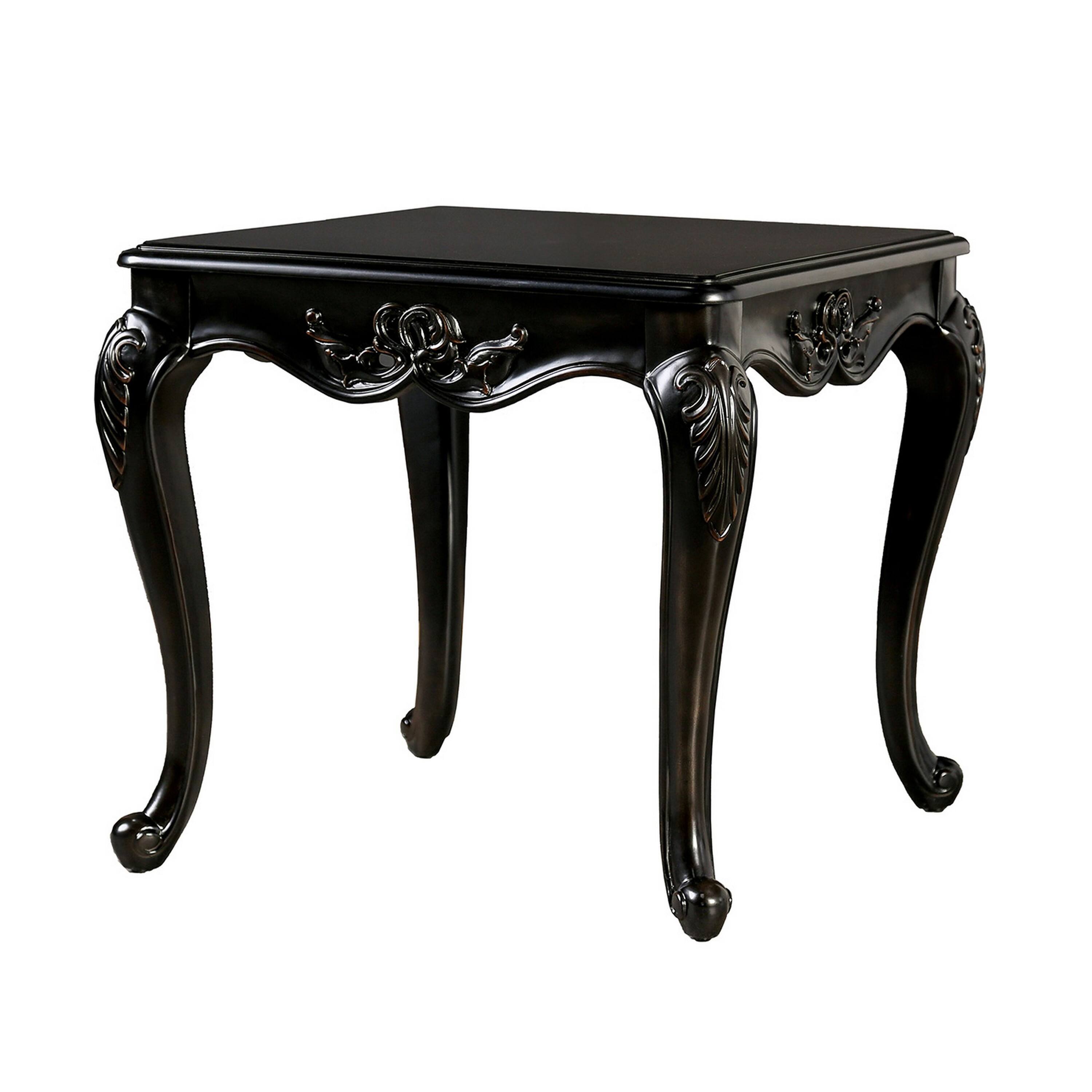 Alt View 1. Manhattan Lane - Roche Side End Table, 29 Inch, Classic Cabriole Legs, Dark Brown Solid Wood - Espresso Brown.
