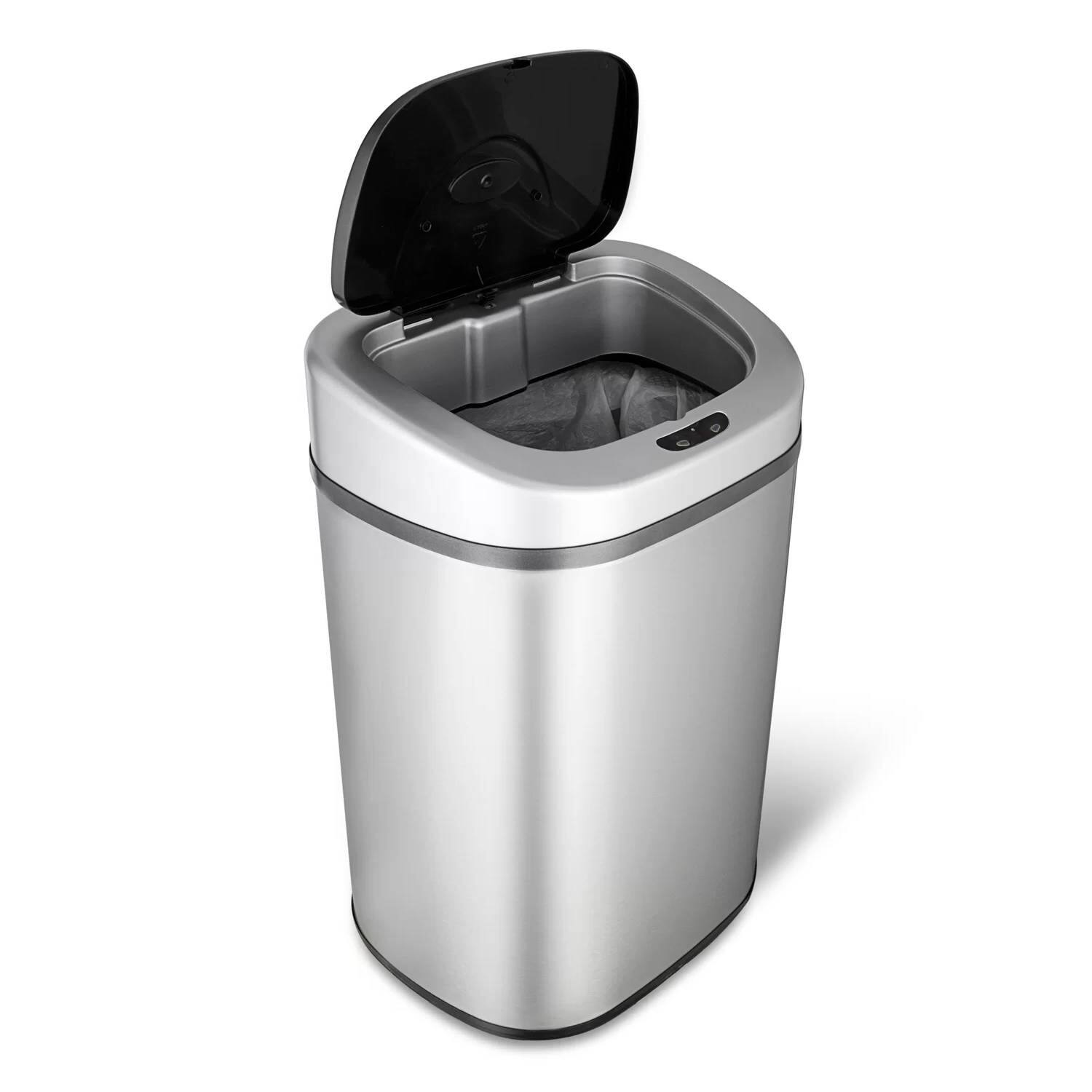 Front. Hivvago - Stainless Steel 21-Gallon Kitchen Trash Can with Motion Sensor Lid - Silver.