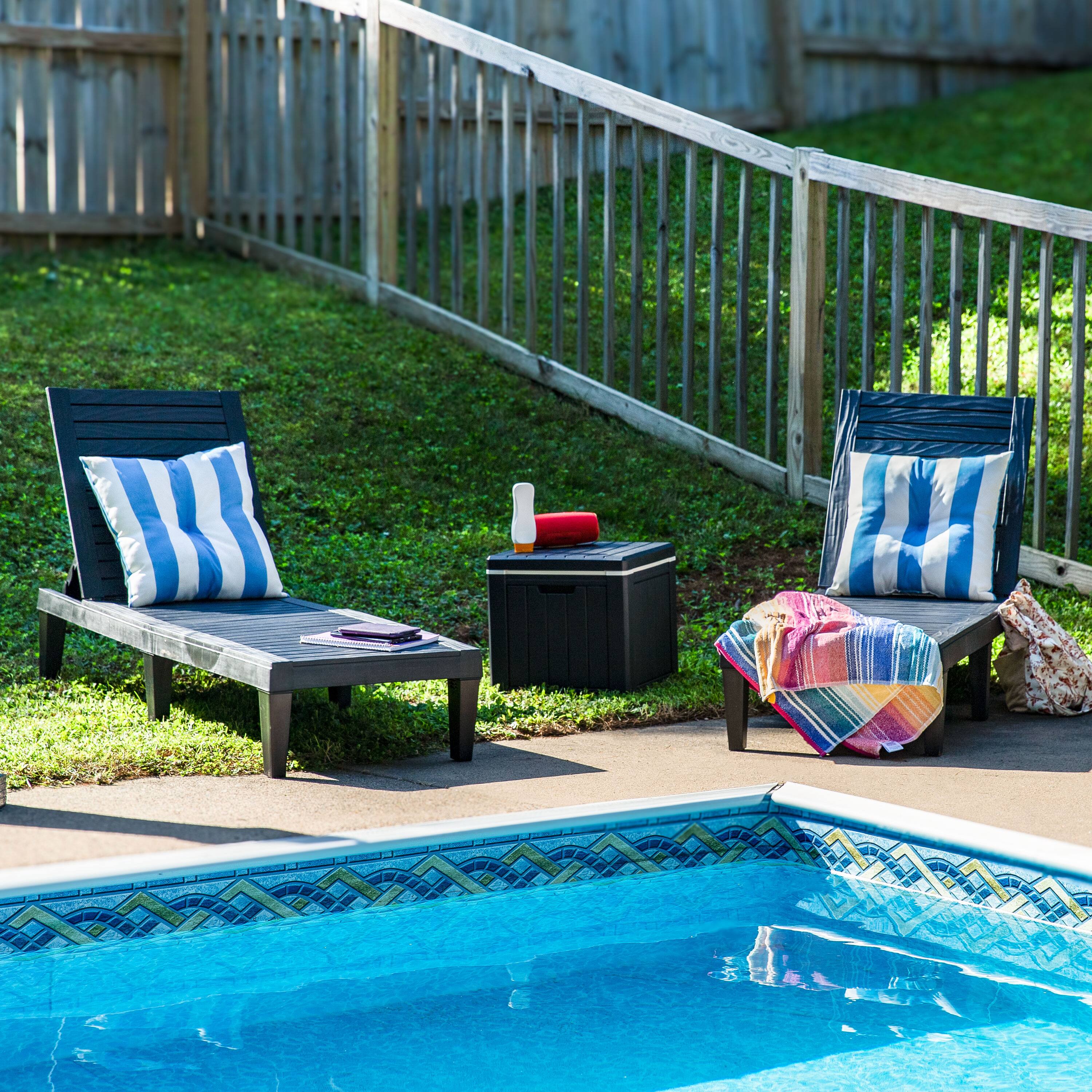 Alt View 2. Sunnydaze - 5-Position Adjustable Sun Lounger - Set of 2 - Black.