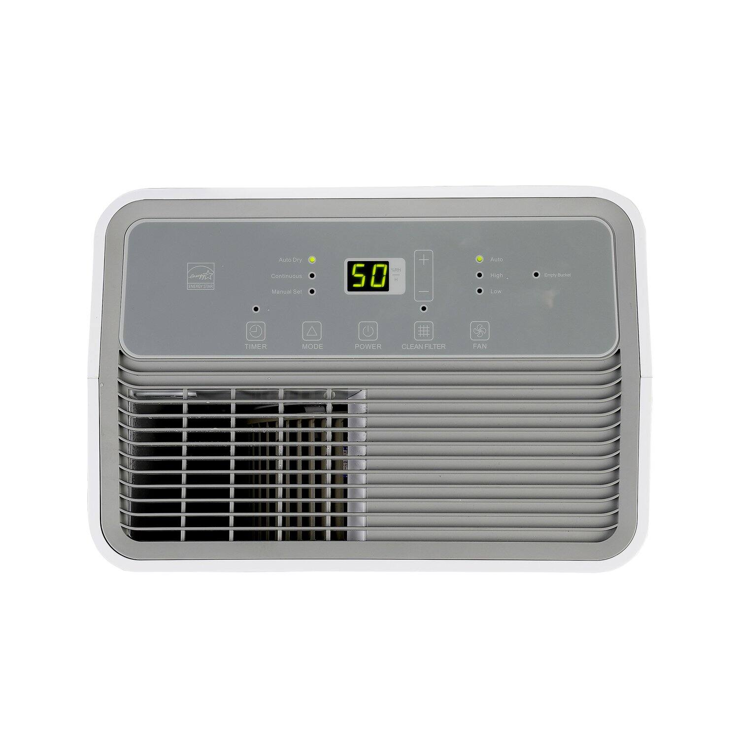 1 - I Auto Dry Continuous Manual Sel - 50. A High Low Auto TIMER MODE POWER CLEAN FILTER FAN