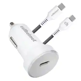 Cellhelmet - 30-Watt PD Car Charger with 3-Ft USB-C to USB-C Cable - White