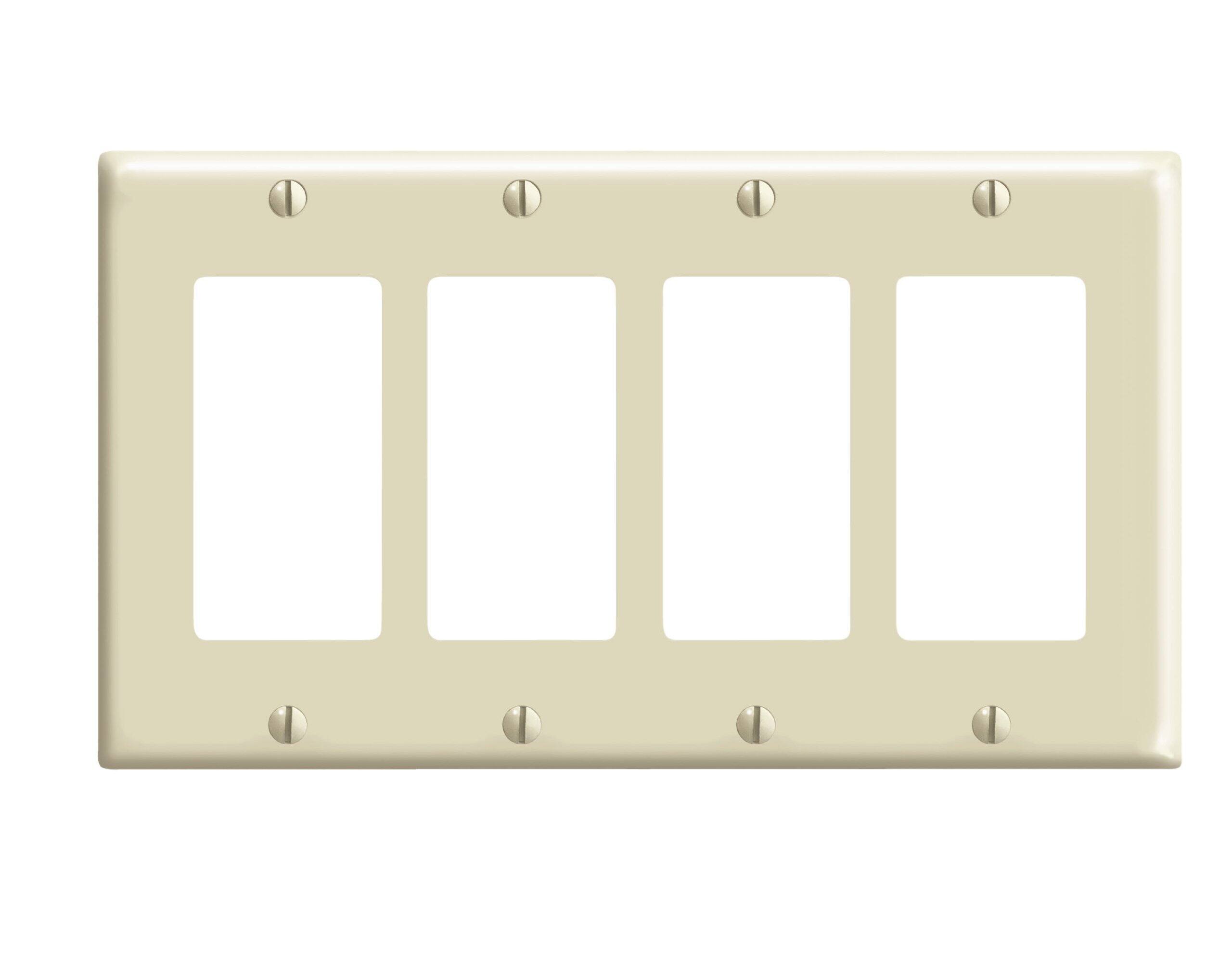 Leviton - Decora 4 gang Thermoset Plastic Decorator Wall Plate 1 pk - Ivory