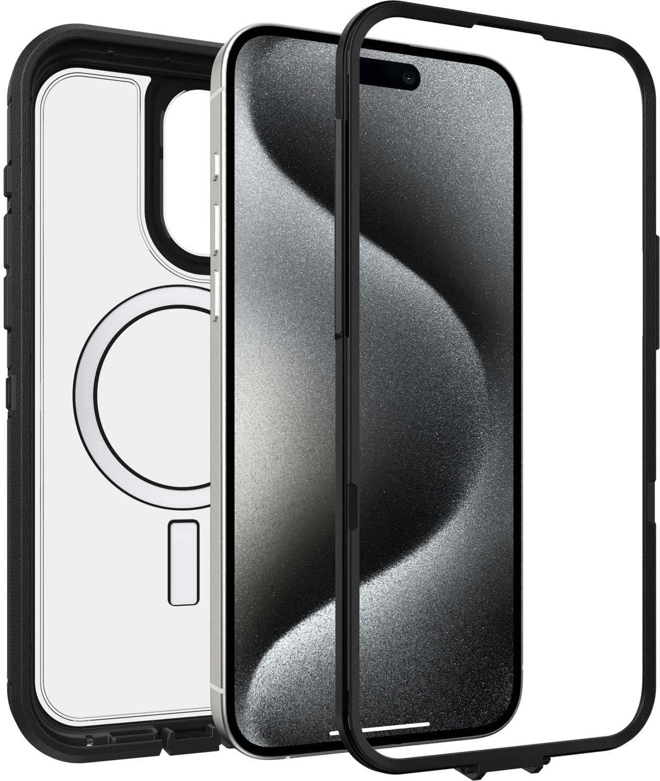 Angle. OtterBox - Defender Series Pro XT Hard Shell for MagSafe for Apple iPhone 15 Pro Max - Dark Side.