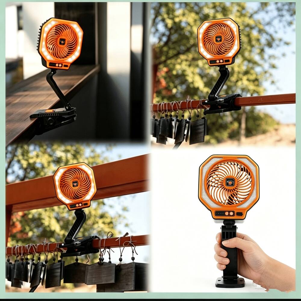 Alt View 9. Loheer - Loheer Rechargeable Camping Fan with LED Light USB Battery Portable Outdoor Tent Fan for Job Sites.