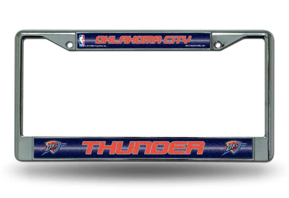 Rico Industries - Oklahoma City Thunder NBA Sparkly Glitter Bling Look Chrome License Plate Frame - Multi