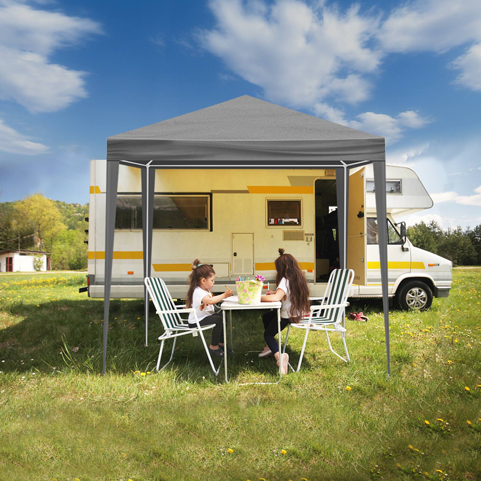 Back. Winado - Outdoor Party Tent, Patio Canopy Tent Gazebo with Removable Sidewalls Event Tent for Cater Events Wedding - Gray.