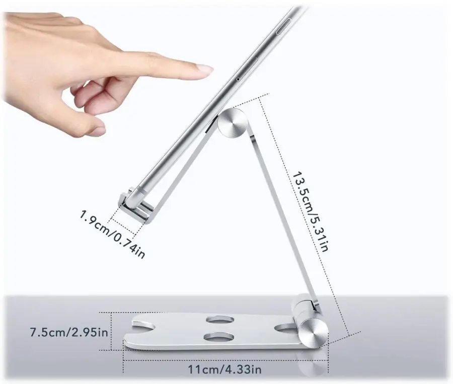 Alt View 16. SaharaCase - Foldable Stand for Most Cell Phones and Tablets up to 10" - Silver.