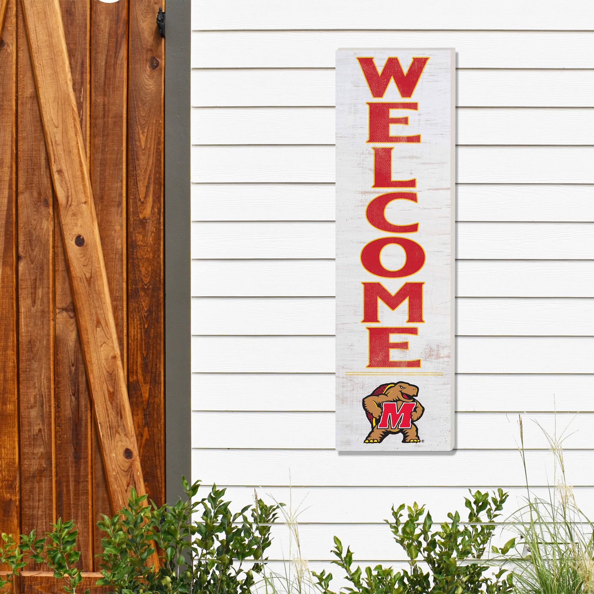 Alt View 1. Jardine - Maryland Terrapins 10'' x 35'' Indoor/Outdoor Welcome Sign - Red.