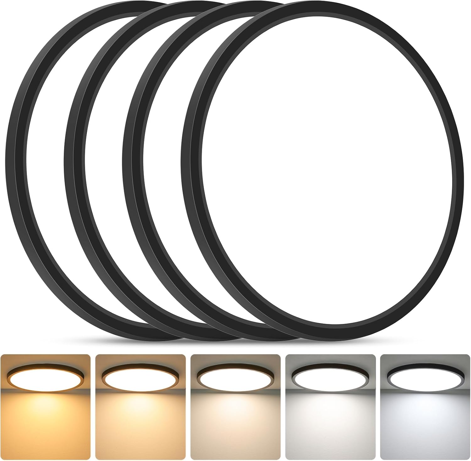 Nordic Hygge - LED Flush Mount Ceiling Light Fixture, 12 Inch 24W, Super Slim 0.67 Inch 3200LM LED Ceiling Lights - Black