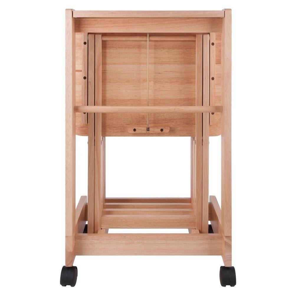 Angle. FurniFact - Natural color Solid Wood TV Trays – Folding Snack Tables for Eating and Serving - Natural.